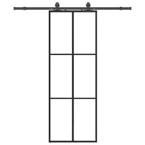 vidaXL Skjutd&ouml;rr med beslag svart 76x205 cm ESG-glas