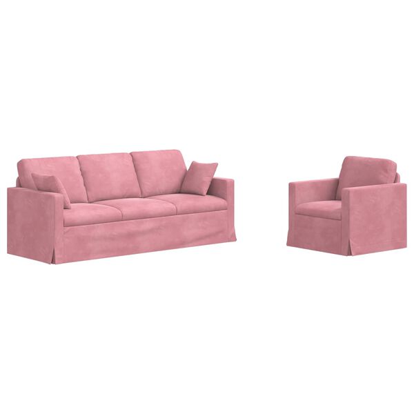 vidaXL Soffa 2 pcs Rosa 198 x 78 x 80 cm Sammet