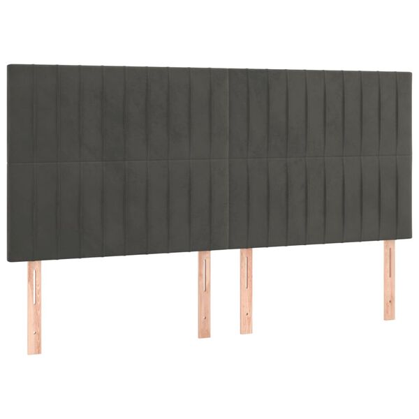 vidaXL S&auml;nggavel LED m&ouml;rkgr&aring; 180x5x118/128 cm sammet