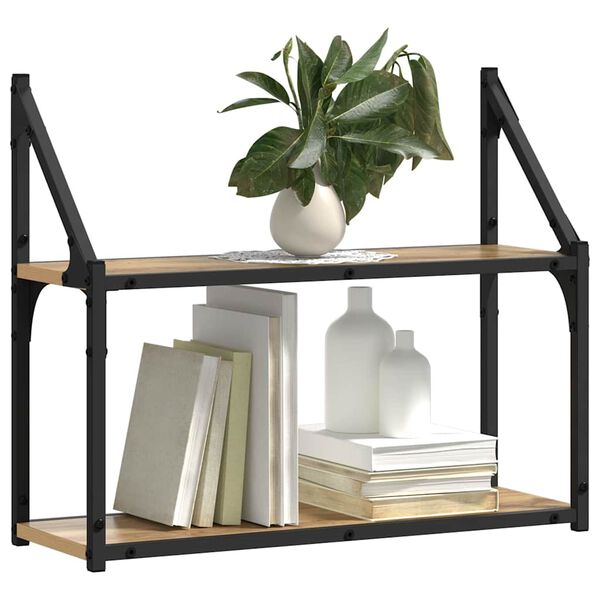 vidaXL Vägg hylla med hylla artisan ek 60 x 21 x 51 cm Konstruerat trä