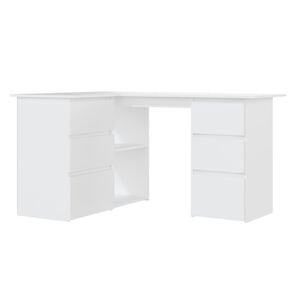 vidaXL H&ouml;rnskrivbord vit 145x100x76 cm konstruerat tr&auml;
