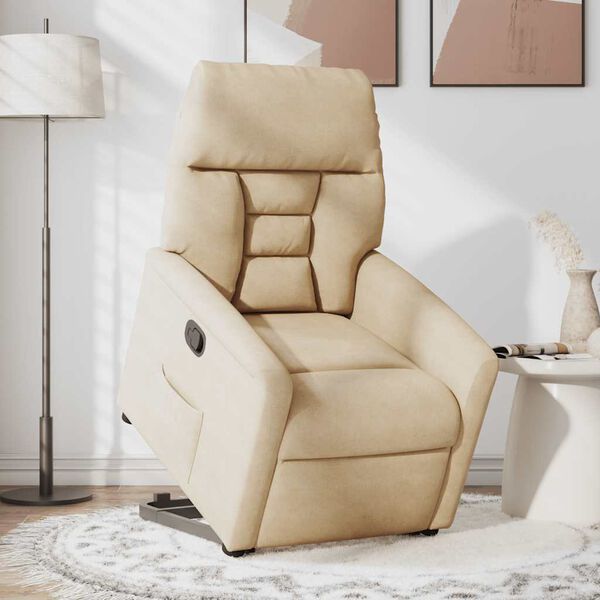 vidaXL Reclinerf&aring;t&ouml;lj med uppresningshj&auml;lp gr&auml;ddvit mikrofibertyg