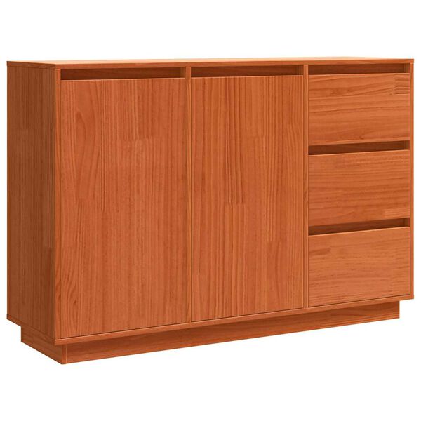 vidaXL Sideboard med l&aring;da Brun Ek 111 x 34 x 75 cm Massiv furu