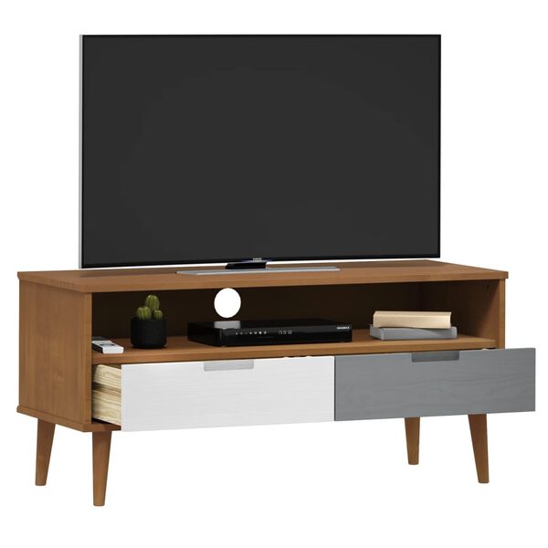 vidaXL Tv-b&auml;nk MOLDE brun 106x40x49 cm massiv furu