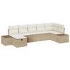 vidaXL Tr&auml;dg&aring;rdsoffset med kudde 7 pcs Beige konstrotting