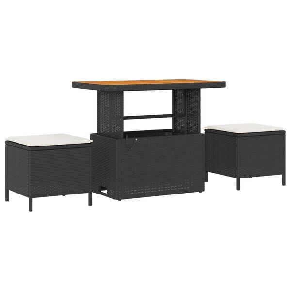 vidaXL Tr&auml;dg&aring;rdsoffset med kudde 8 pcs Svart konstrotting