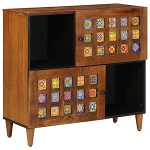 vidaXL Sideboard med lagring Valn&ouml;t 80 x 33 x 75 cm Massivt mangotr&auml;
