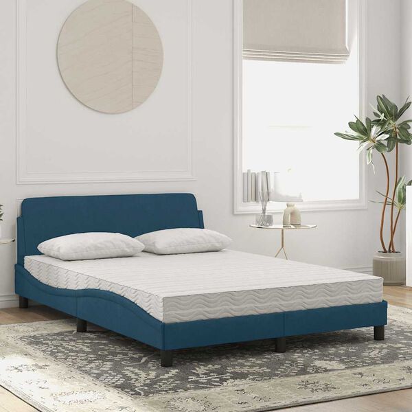 vidaXL Bed with Mattress "Dover" Blue 120x200 cm Velvet