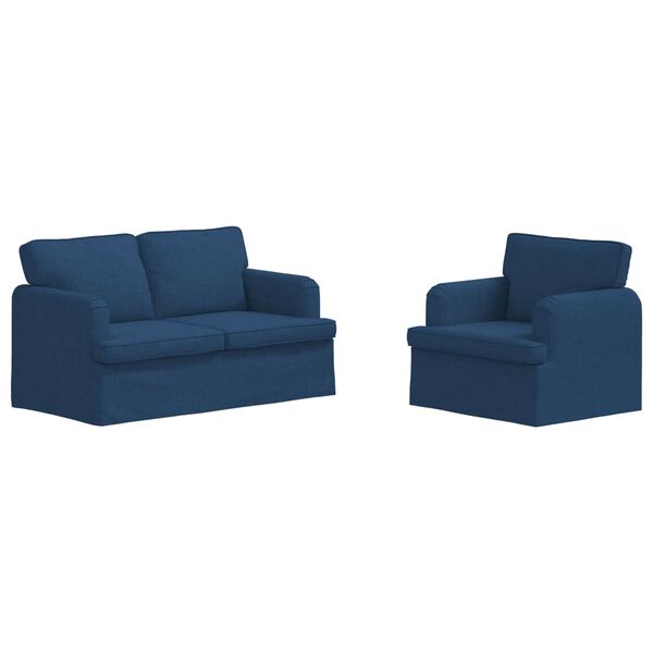 vidaXL Soffa 2 pcs Bl&aring; 144 x 80 x 85 cm tyg
