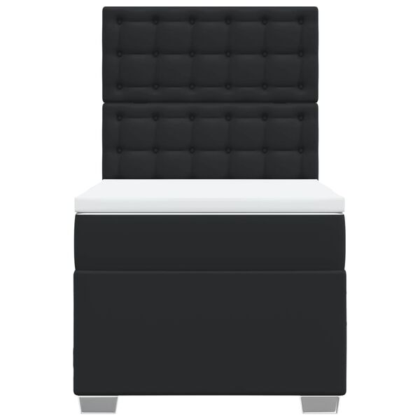 vidaXL Ramsäng med madrass svart 100x200 cm konstläder