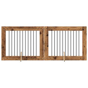 vidaXL Hundgrind med st&auml;llningar 2 pcs Gammalt tr&auml; 100 x 80 cm
