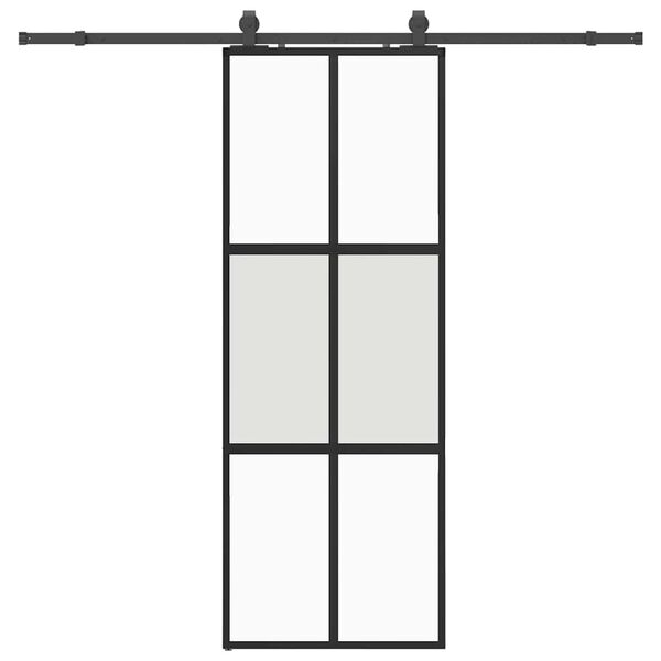 vidaXL Skjutd&ouml;rr med beslag svart 76x205 cm h&auml;rdat glas