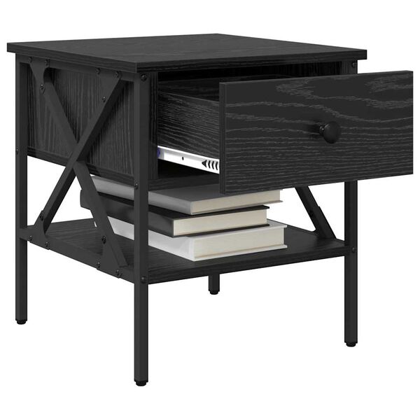 vidaXL S&auml;ngbord Svart ek 40 x 42 x 45 cm Konstruktionstr&auml; och metall