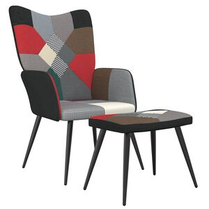 vidaXL Vilstol med fotpall tyg lappt&auml;cke