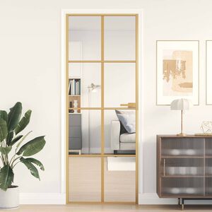 vidaXL Innerd&ouml;rr guld 76x201,5 cm h&auml;rdat glas och aluminium slim