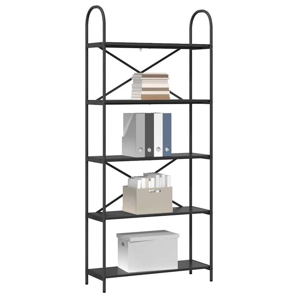 vidaXL Hyllsystem Svart Ek 80 x 30 x 183 cm Konstruerat tr&auml;