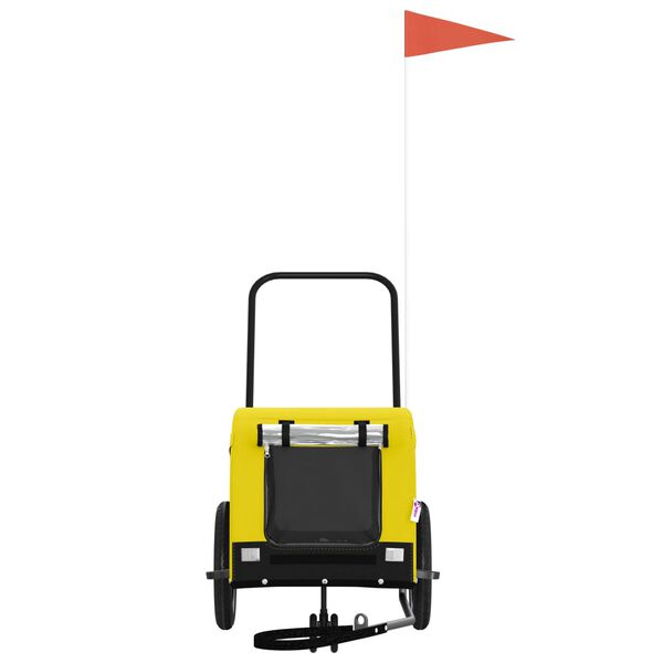 vidaXL Cykelvagn för djur gul och svart oxfordtyg och järn