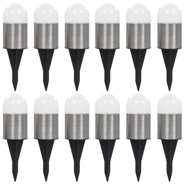 vidaXL Marklampor soldrivna 12 st LED vit