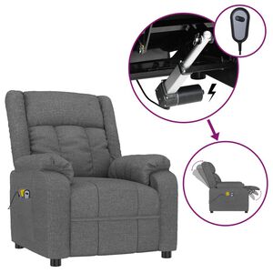 vidaXL Elektrisk massagef&aring;t&ouml;lj m&ouml;rkgr&aring; tyg