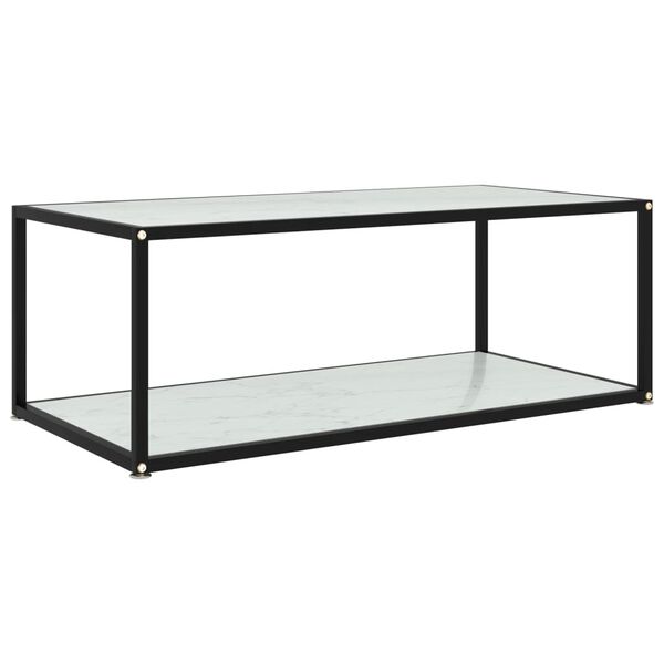 vidaXL Soffbord vit 100x50x35 cm h&auml;rdat glas