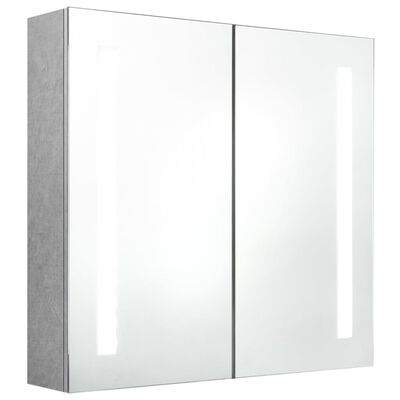 vidaXL Badrumsskåp med spegel LED betonggrå 62x14x60 cm