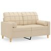 vidaXL 2-sits soffa med prydnadskuddar gr&auml;ddvit 120 cm tyg