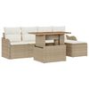 vidaXL Tr&auml;dg&aring;rdsoffset med lagring 6 pcs Beige Poly rattan