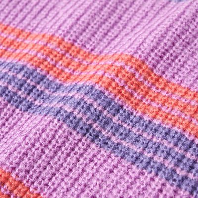 Stickad tröja med ränder för barn lila och rosa 128