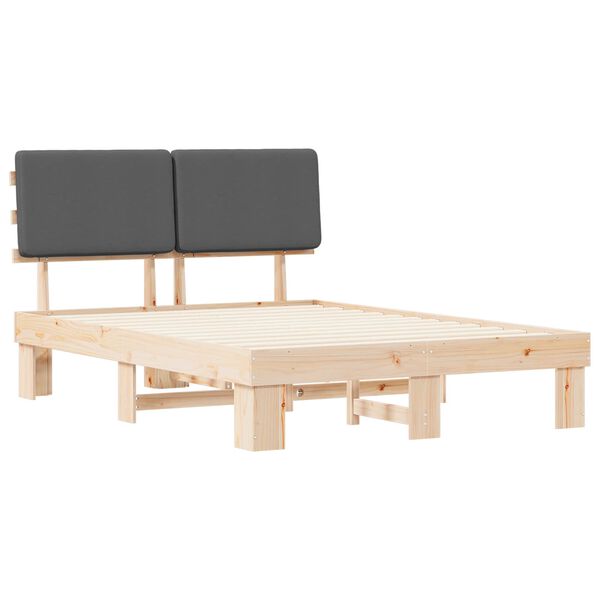 vidaXL S&auml;ngram med Kl&auml;dd Huvudgavel M&ouml;rkgr&aring; 160 x 200 cm Massiv furu