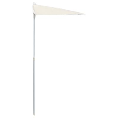 vidaXL Halvrunt parasoll med stång 180x90 cm sand