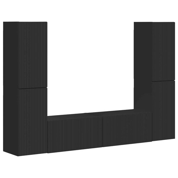 vidaXL TV-b&auml;nkset 6 pcs Svart Konstruerat tr&auml;