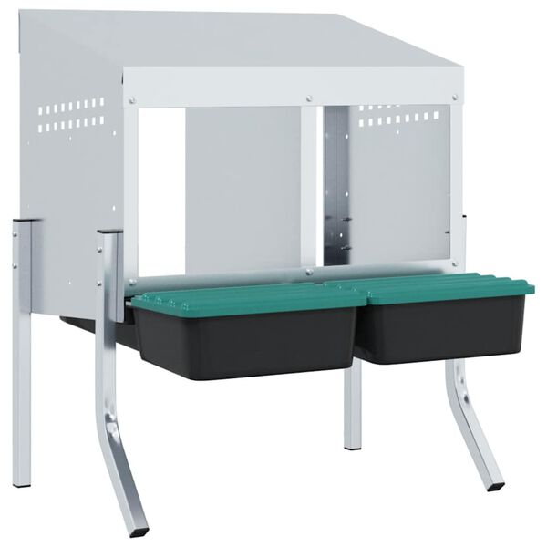 vidaXL Hönsholk 2 fack med ben galvaniserat stål