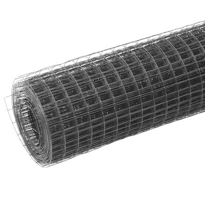 vidaXL Hönsnät stål med PVC-beläggning 25x1 m grå