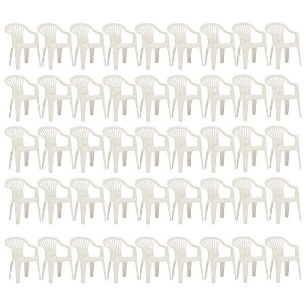 vidaXL Stapelbara tr&auml;dg&aring;rdsstolar 45 st plast vit