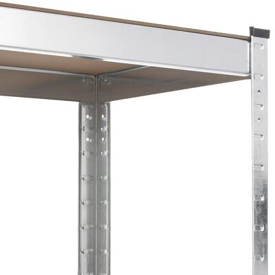 vidaXL Arbetsbord med 5 hyllor silver stål och konstruerat trä