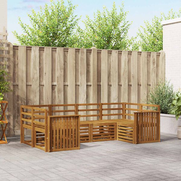 vidaXL Soffgrupper 6 pcs Naturf&auml;rg Massivt Akaciatr&auml;