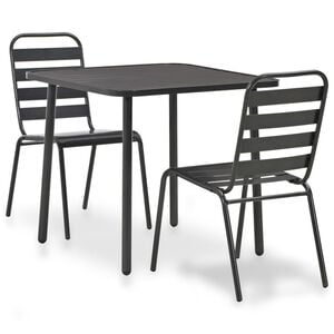 vidaXL Caf&eacute;set 3 delar st&aring;l m&ouml;rkgr&aring;