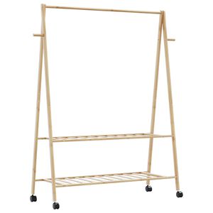 vidaXL Kl&auml;dst&auml;ll med hyllor och hjul 132x45,5x155,5 cm bambu