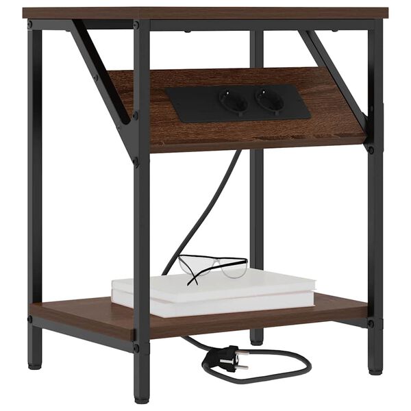 vidaXL Nattduksbord 2 pcs Brun Ek 38 x 30 x 48 cm Konstruerat trä