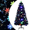 vidaXL Julgran med LED-sn&ouml;flingor svart 120 cm fiberoptik