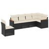 vidaXL Loungegrupp med dynor 6 delar svart konstrotting