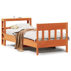 vidaXL S&auml;ngram utan madrass vaxbrun 75x190 cm massiv furu