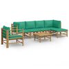 vidaXL Loungegrupp 7 delar gr&ouml;na dynor bambu