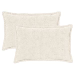vidaXL Kudd&ouml;verdrag 2 st HOUTEN Vit 30 x 50 cm Faux Kaninp&auml;ls