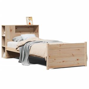 vidaXL S&auml;ng med bokhylla utan madrass 75x190cm massiv furu