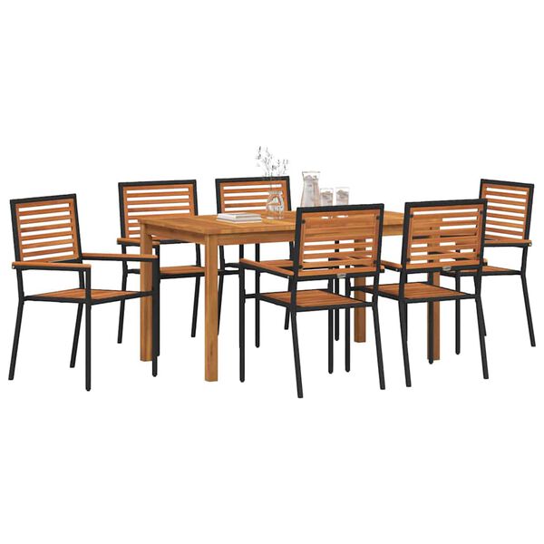 vidaXL Trädgårdsmöbelset 7 pcs Svart Poly rattan
