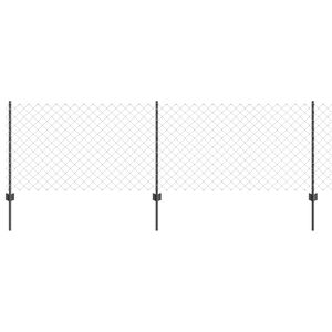 vidaXL Kedjegaller med stolpe 10 x 0,8 m PVC-belagda st&aring;l Gr&aring; Mesh
