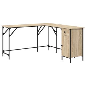 vidaXL Skrivbord sonoma-ek 141x141x75 cm konstruerat tr&auml;