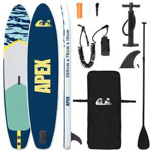 vidaXL Uppbl&aring;sbar Stand Up Paddle Board APEX 305 x 76 x 15 cm Bl&aring; f&ouml;r