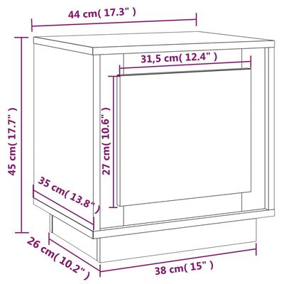 vidaXL Sängbord 2 st rökfärgad ek 44x35x45 cm konstruerat trä